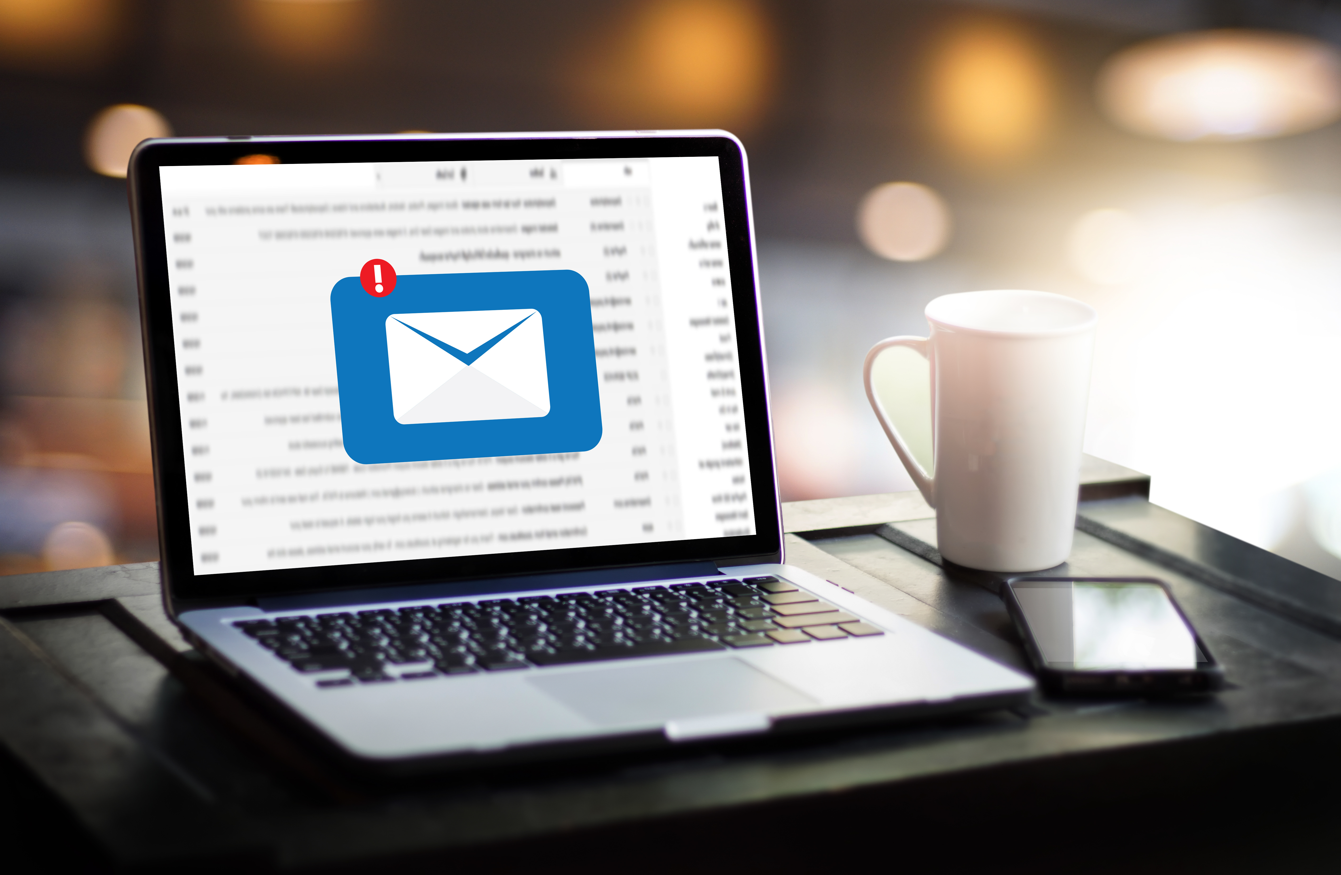 Laptop mit E-Mail-Benachrichtigung