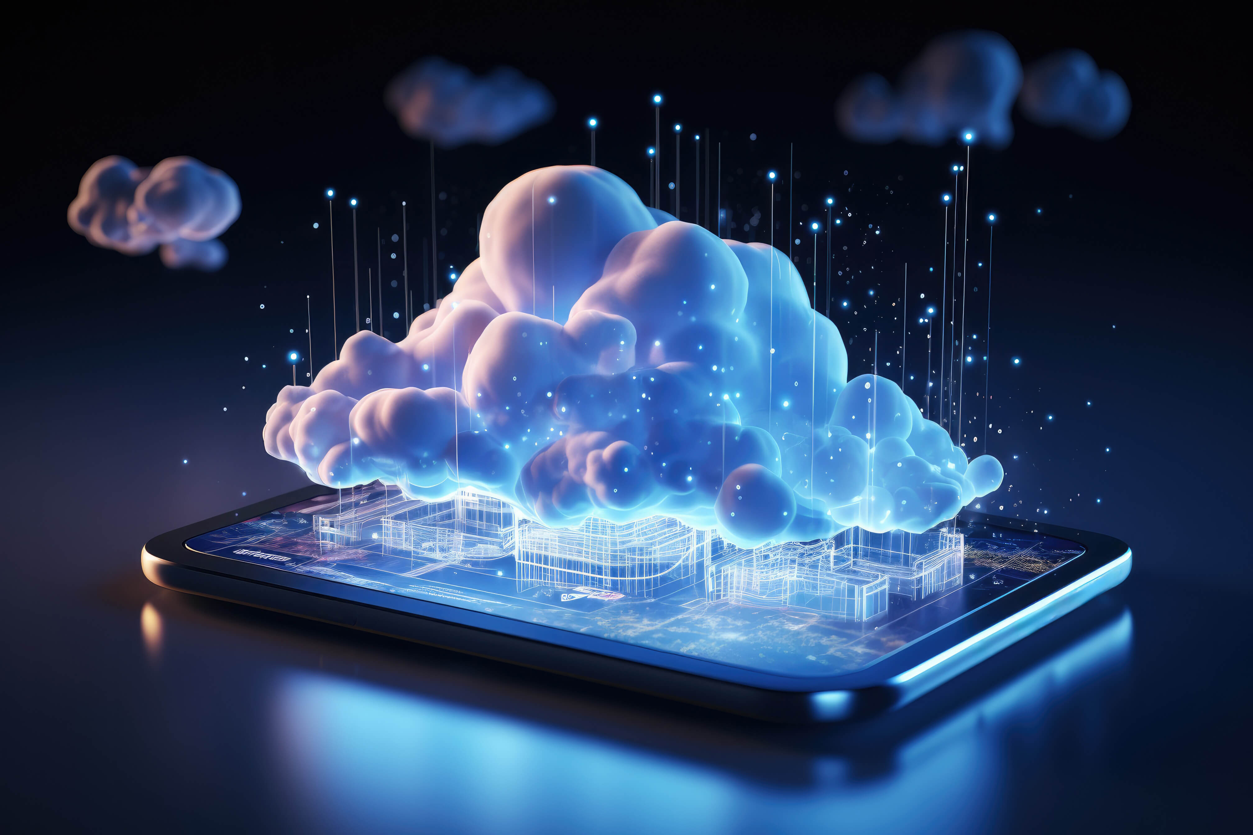 Cloud-Computing über einem Tablet